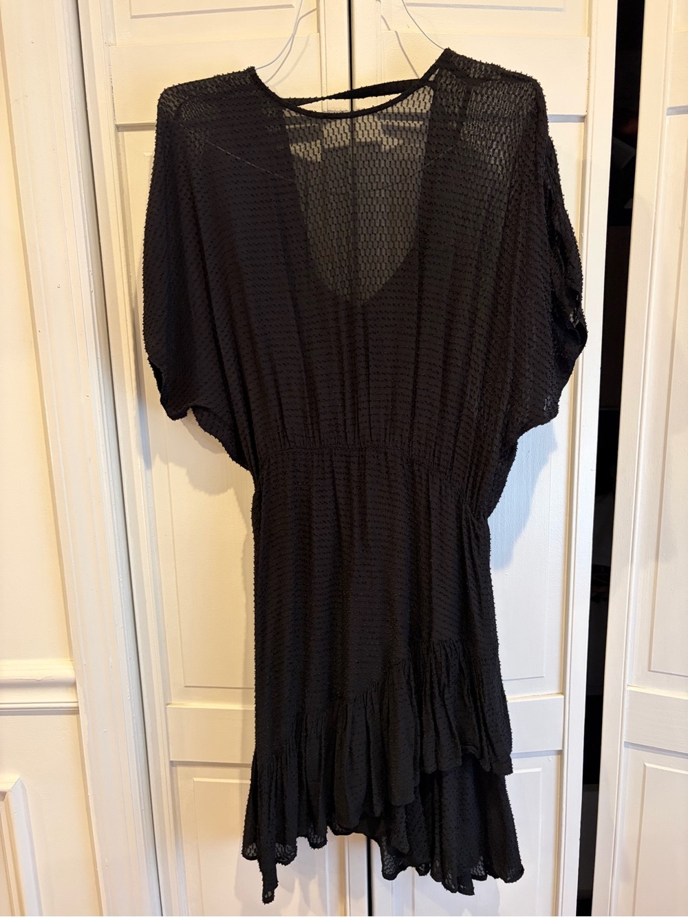 Women’s Black Asymmetrical Dress - Lightweight Textured Style- Bernice paris